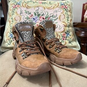 G by Guess Tan Logo Hiking Boots